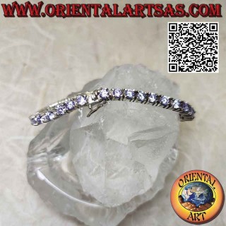 Tennis bracelet in 925 ‰ silver with 4 mm set lavender zircons