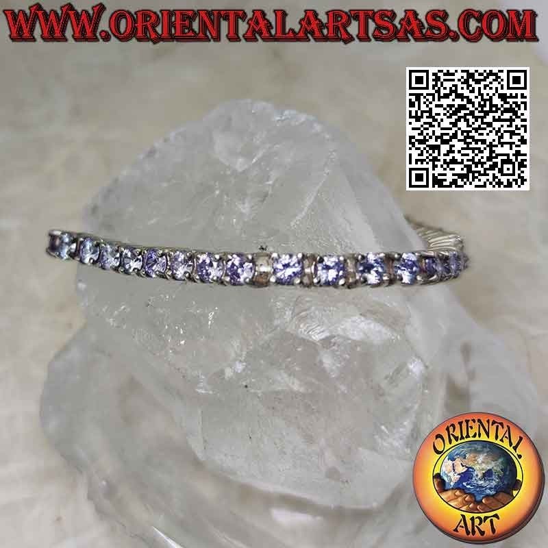 Bracelet tennis en argent 925‰ avec zircons lavande sertis de 4 mm