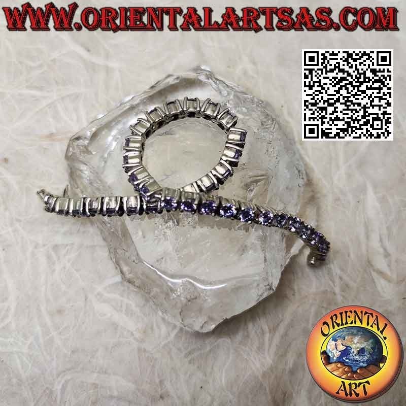 Pulsera tenis en plata 925‰ con circonitas lavanda engastadas de 4 mm