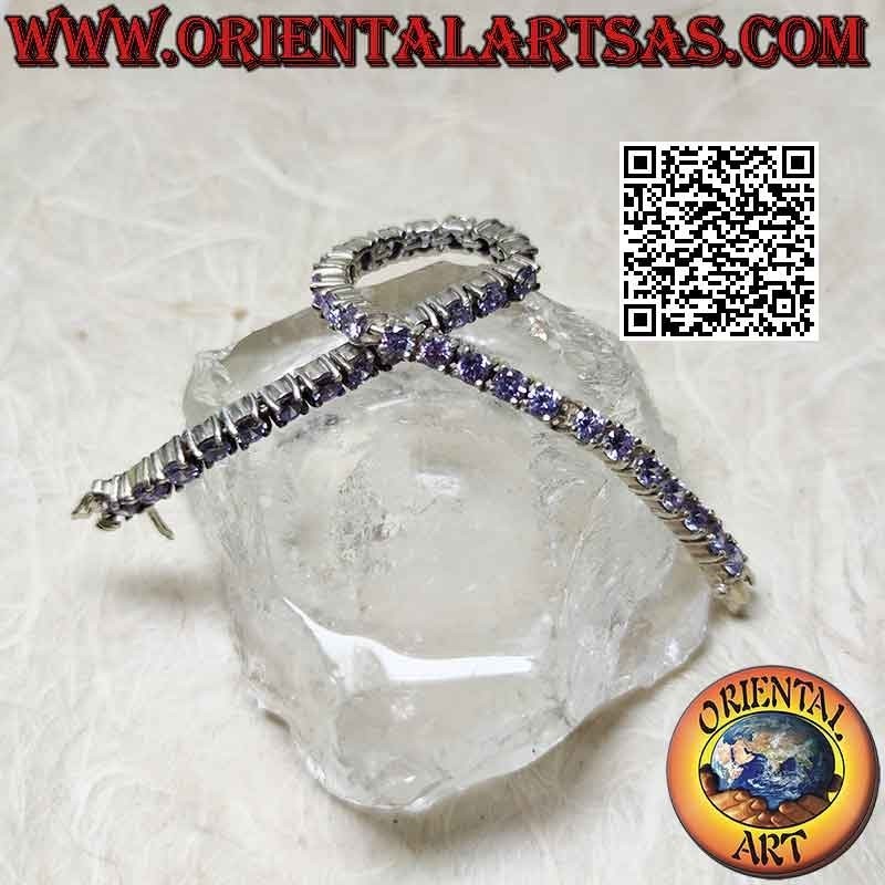 Bracciale tennis in argento 925‰ con zirconi lilla incastonati da 4 mm
