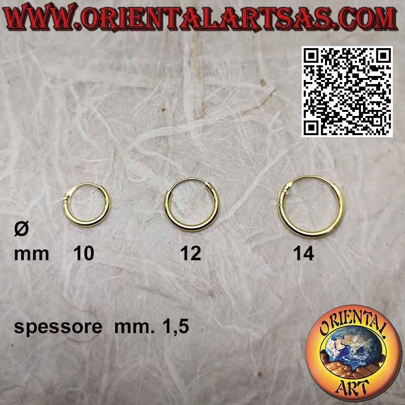 1.5mm thick gold-plated smooth circle silver earrings