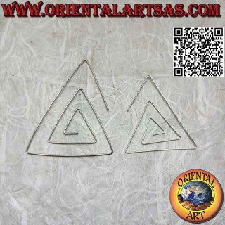 Pendientes de hilo de plata, espiral roscada triangular (varios tamaños)