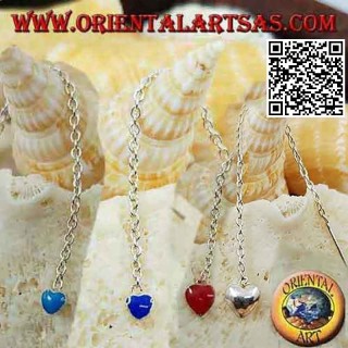 Orecchini in argento a catenina da 6 cm con cuore