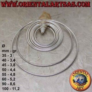 Pendientes de plata, círculos lisos simples 2 de espesor de 35 mm Ø a 100 mm Ø (clásicos)