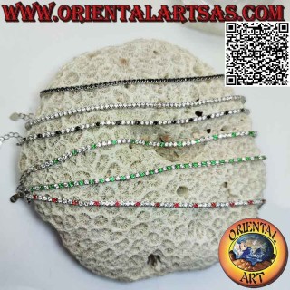 Tennis bracelet in 925 ‰ silver with natural zircons set 2 mm (adjustable)