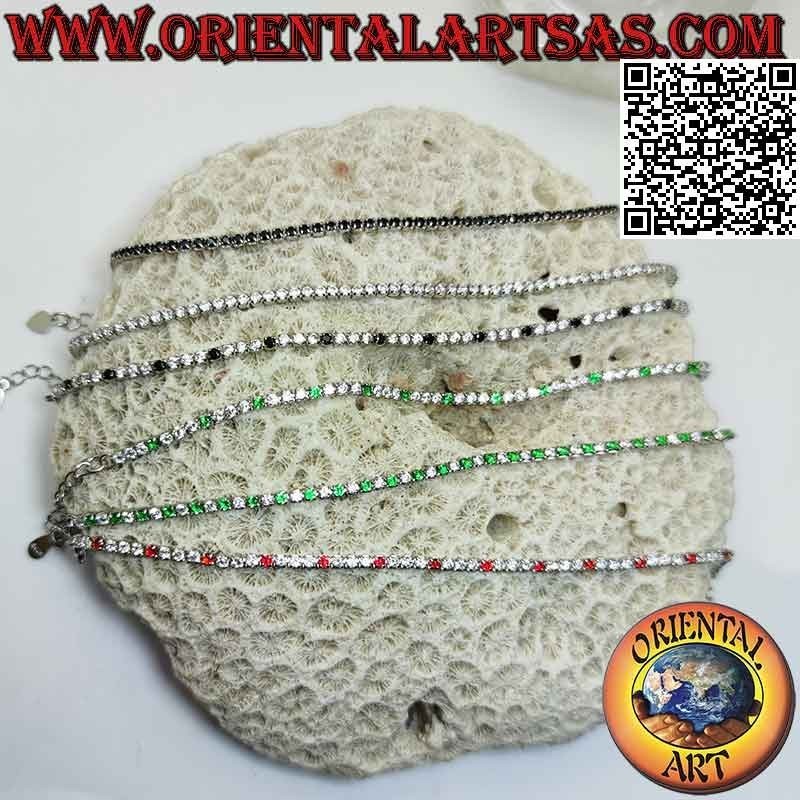 Pulsera tenis en plata 925‰ con circonitas naturales engastadas 2 mm (ajustable)