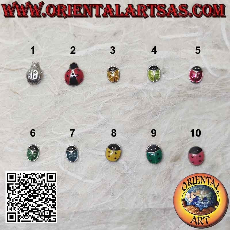 Mini silberner Ohrring, der Marienkäfer