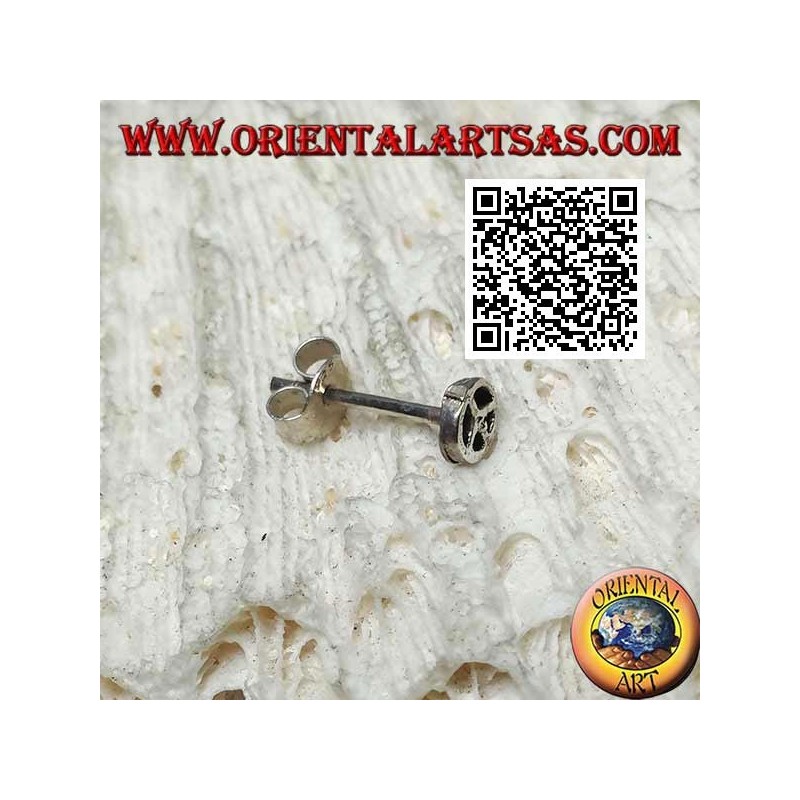 Mini boucle d'oreille en argent, symbole de paix