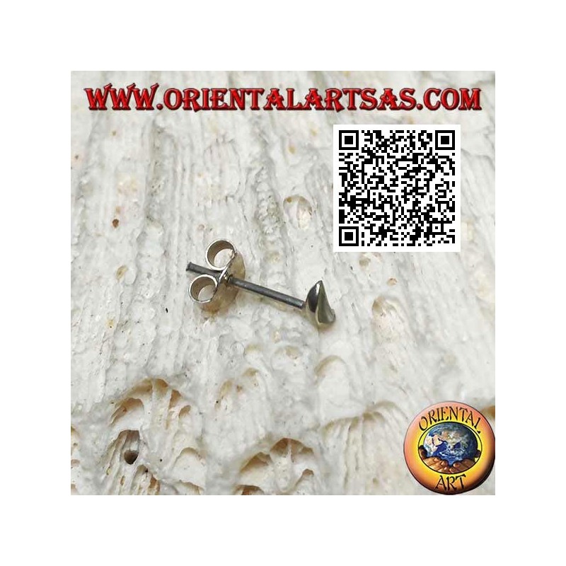 Silver mini earring, the empty moon or crescent with semi-precious stone