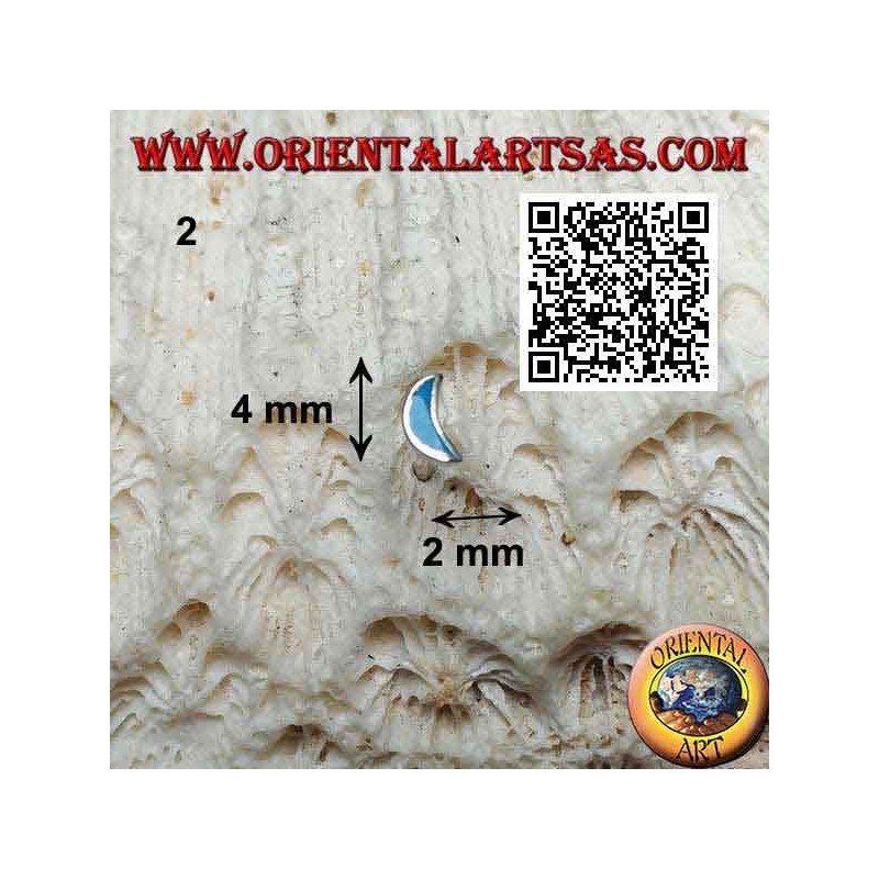 Silver mini earring, the empty moon or crescent with semi-precious stone