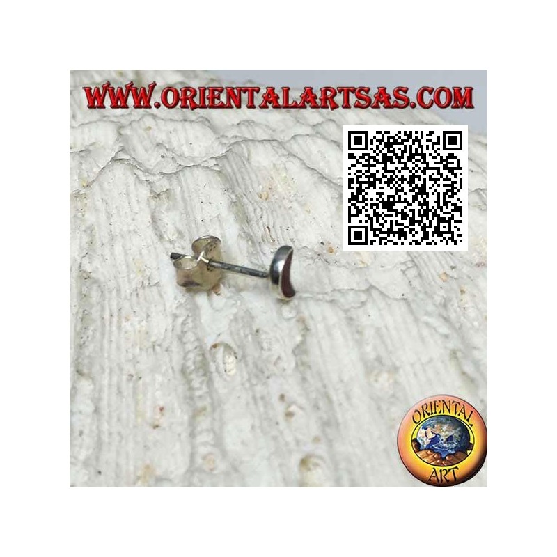 Silberner Mini-Ohrring, der leere Mond oder Halbmond mit Halbedelstein