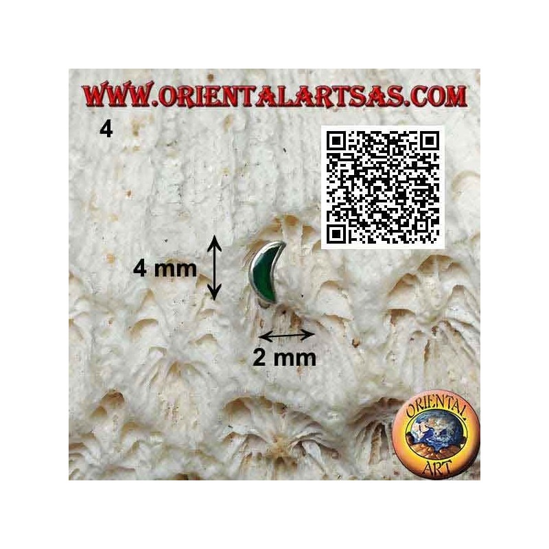 Silver mini earring, the empty moon or crescent with semi-precious stone