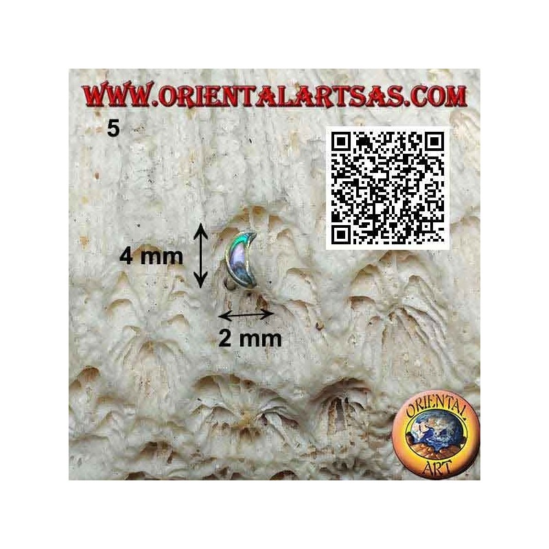 Silberner Mini-Ohrring, der leere Mond oder Halbmond mit Halbedelstein