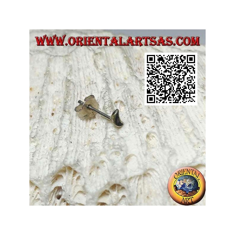 Pendiente mini de plata, la luna vacía o media luna con piedra semipreciosa