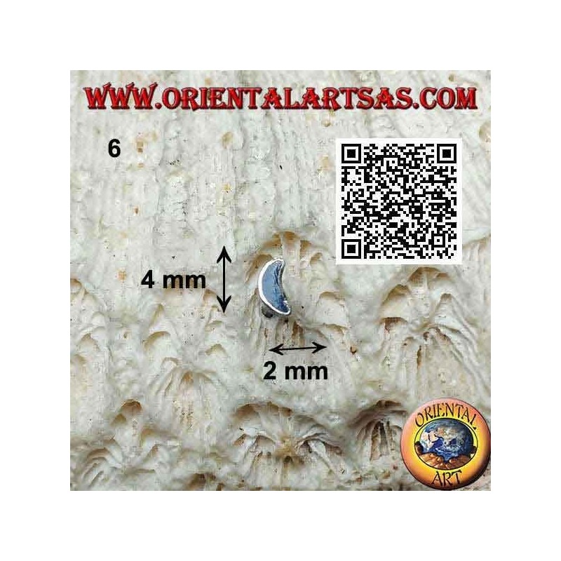 Pendiente mini de plata, la luna vacía o media luna con piedra semipreciosa