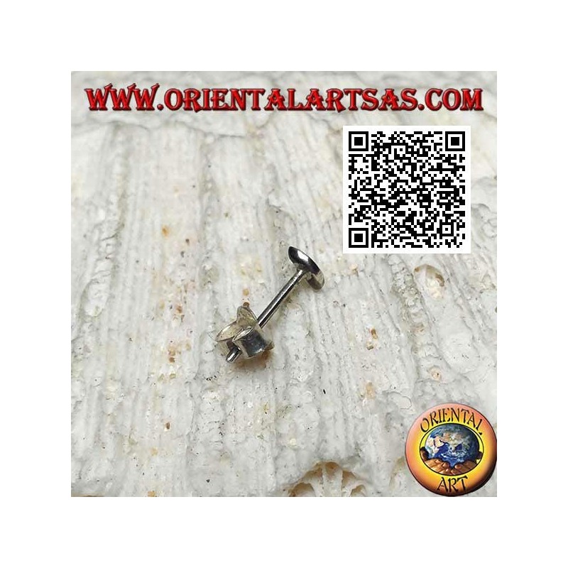 Mini boucle d'oreille en argent, la lune vide ou croissant avec pierre semi-précieuse