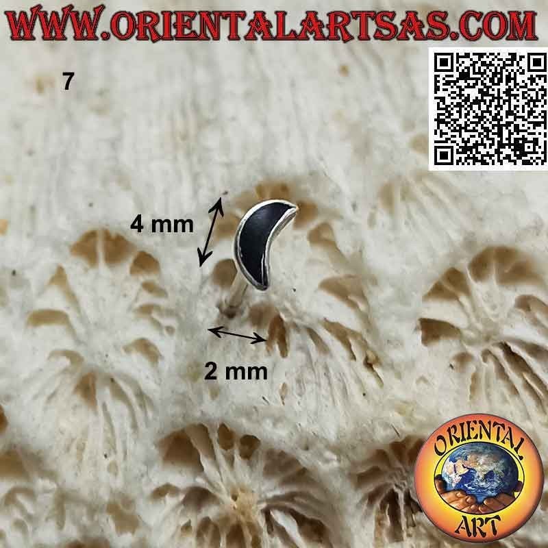 Mini boucle d'oreille en argent, la lune vide ou croissant avec pierre semi-précieuse