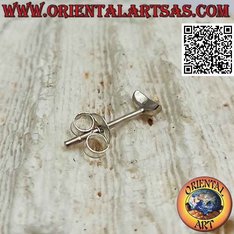 Silver mini earring, the empty moon or crescent with semi-precious stone