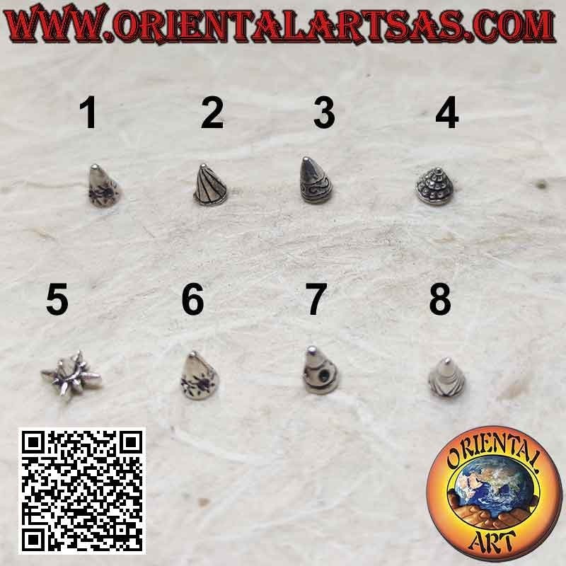 Mini arete / nose dot en plata, el cono decorado