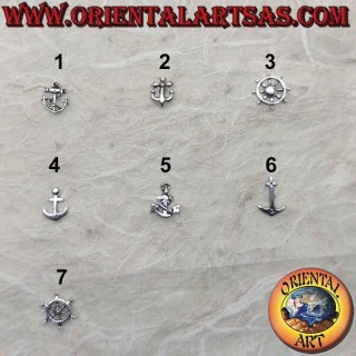 Mini silver earring, maritime symbols (anchor, rudder, etc ...)