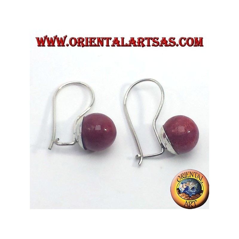 Silver earrings with coral sphere