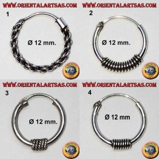 Ohrring aus 925 ‰ Silber, bearbeiteter Kreis, 12 mm Durchmesser (2)