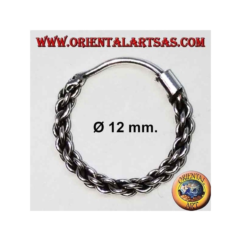 Orecchino in argento 925‰, cerchio lavorato, 12 mm di diametro (2)