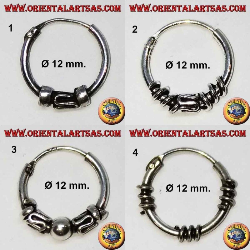 Orecchino in argento 925‰, cerchio lavorato, 12 mm di diametro (3)