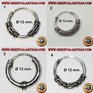 Pendiente de plata 925 ‰, círculo mecanizado, 12 mm de diámetro (4)