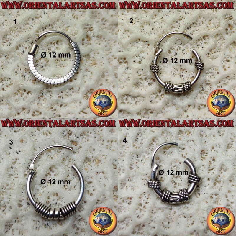 Pendiente de plata 925 ‰, círculo mecanizado, 12 mm de diámetro (6)