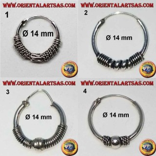 Boucle d'oreille en argent 925‰, cercle usiné, diamètre 14 mm (3)