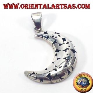 Silver pendant, pierced moon
