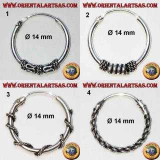 Ohrring aus 925 ‰ Silber, bearbeiteter Kreis, 14 mm Durchmesser (5)