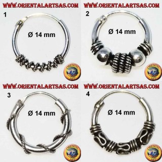 Boucle d'oreille en argent 925‰, cercle usiné, diamètre 14 mm (6)