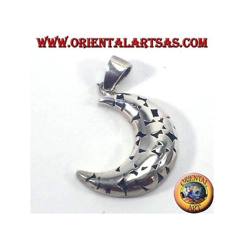 Pendentif argent, lune percé