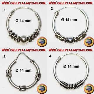 Boucle d'oreille en argent 925‰, cercle usiné, diamètre 14 mm (7)