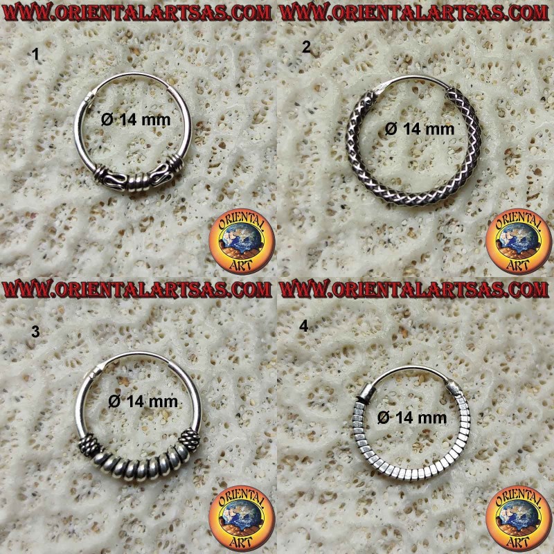 Pendiente de plata 925 ‰, círculo mecanizado, 14 mm de diámetro (8)