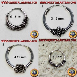 925 ‰ Silberohrring, bearbeiteter Kreis, 12 mm Durchmesser (5)