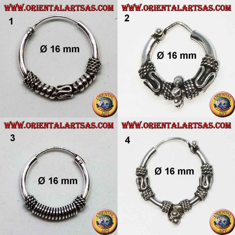 Boucle d'oreille en argent 925‰, cercle usiné, diamètre 16 mm (3)