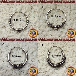 Pendiente de plata 925 ‰, círculo mecanizado, 16 mm de diámetro (6)