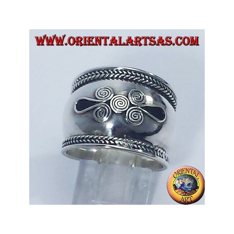 anello fascia larga in argento, Bali spirale