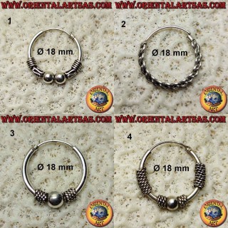 Boucle d'oreille en argent 925‰, cercle usiné, diamètre 18 mm (4)