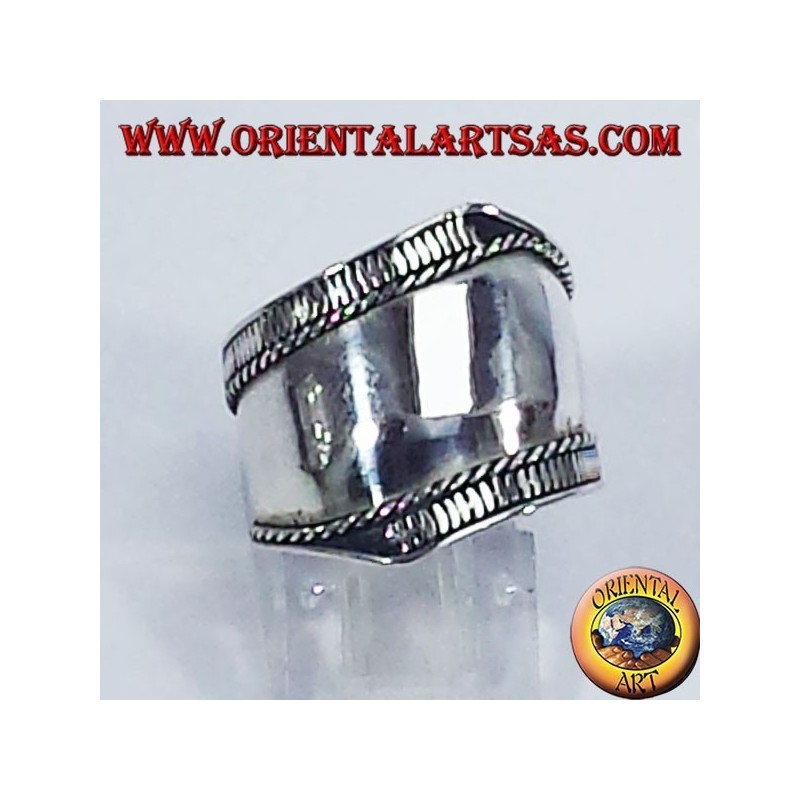 Silber Breitbandring , Bali mit asymmetrischen Linien