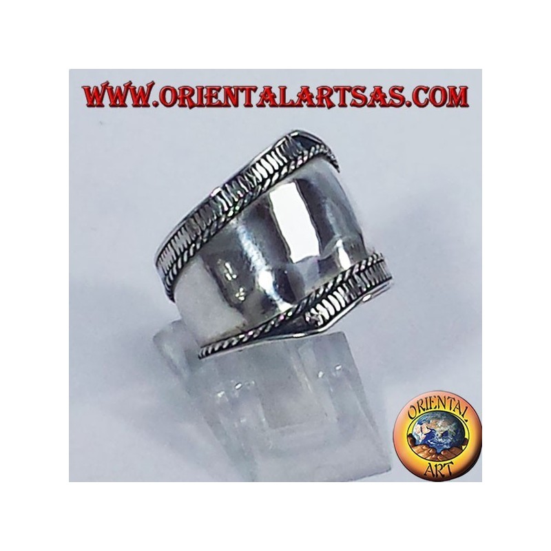 Silber Breitbandring , Bali mit asymmetrischen Linien