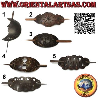 Hair clip with carved coconut pin, various models