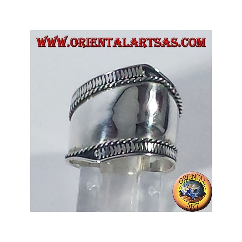 Silber Breitbandring , Bali mit asymmetrischen Linien