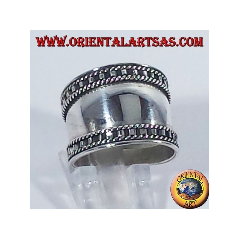Silber Breitbandring , Bali mit der Stufenkante