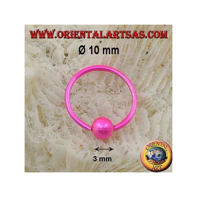 Silberner Nasenbügel Ø 10 mm mit 3 mm Kugel, emailliert