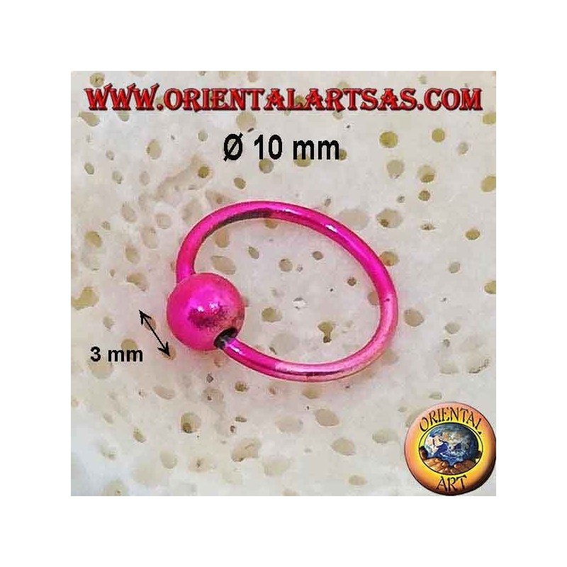 Cerchietto in argento da naso da Ø 10 mm con sfera da 3 mm, smaltato