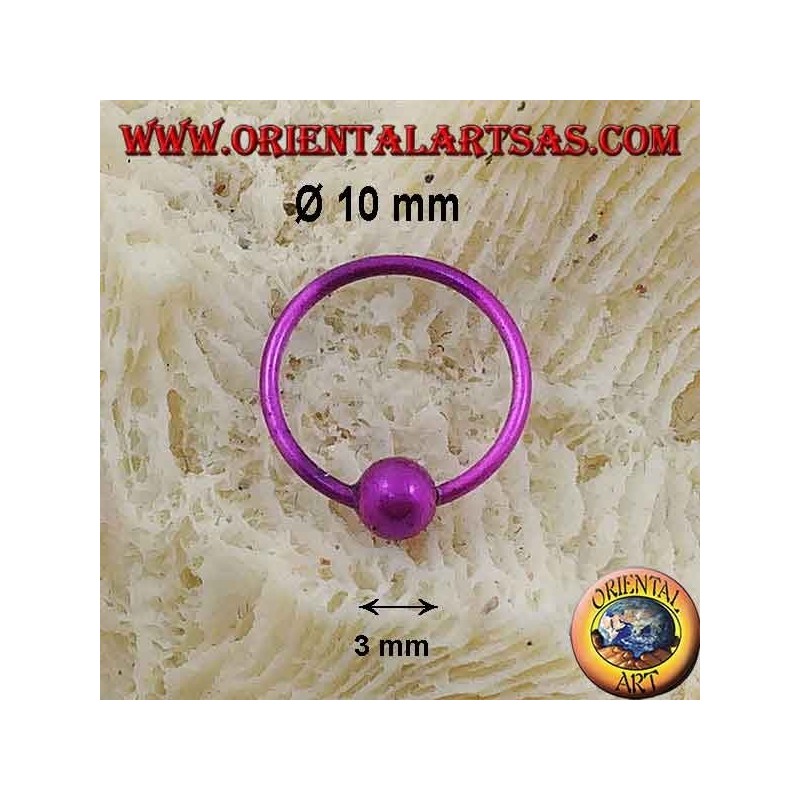 Serre-tête de nez en argent Ø 10 mm avec sphère de 3 mm, émaillé